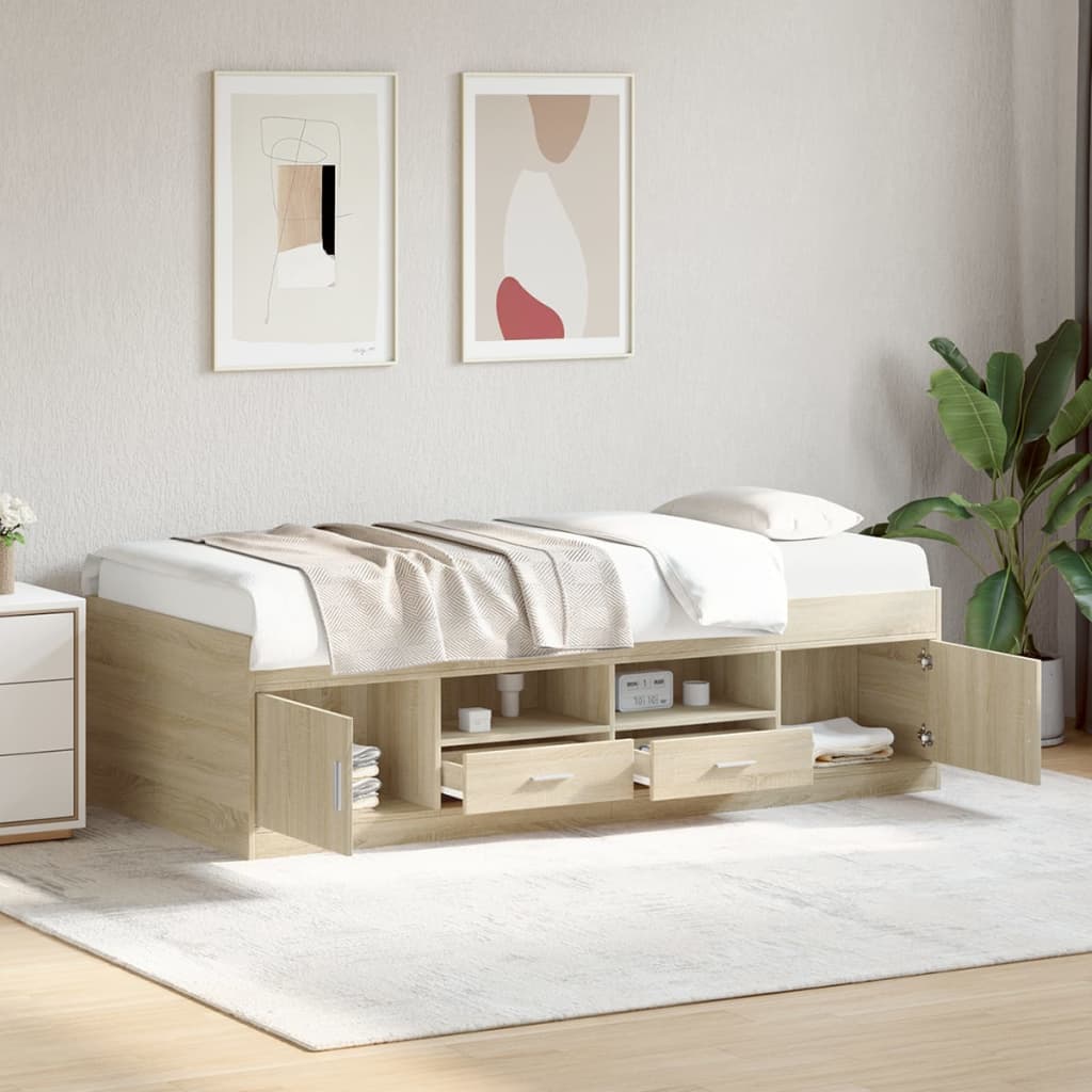 Vidaxl Tagesbett mit Schubladen, Ohne Matratze, Sonoma-Eiche, 90X190 Cm