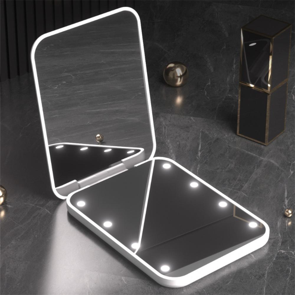 Pocket Mirror Magnification LED Compact Travel Makeup Mirror Compact Mirror with Light Purse Mirror 2-Sided Folding Handheld