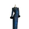 26 New Chinese Style Retro Qipao Dress - Velvet, Thick Print, Autumn/Winter Long Dress
