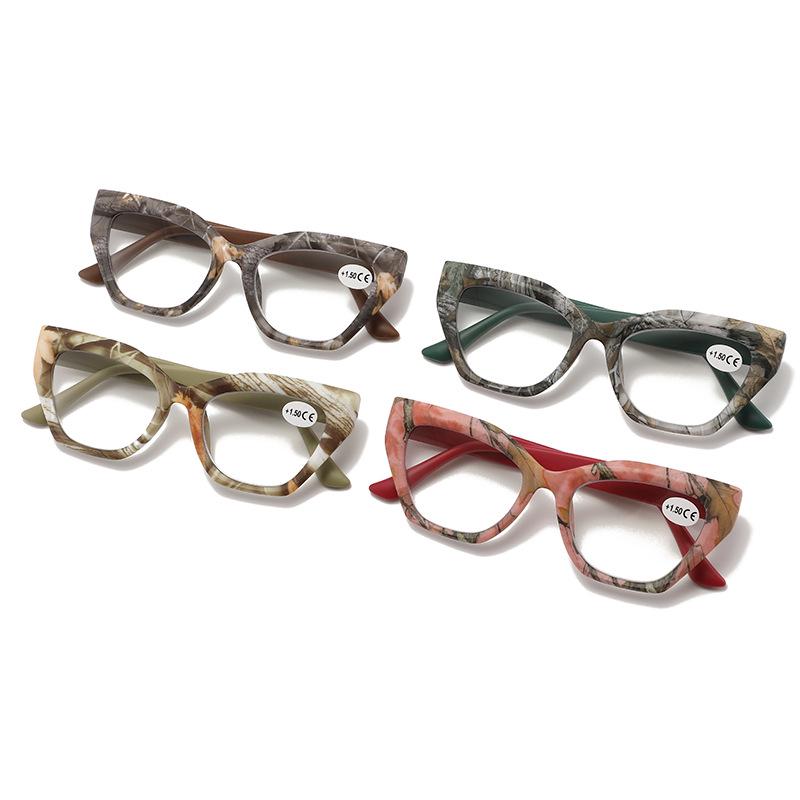 Cat-eye Unisex Color-block Reading Glasses with Large Frame