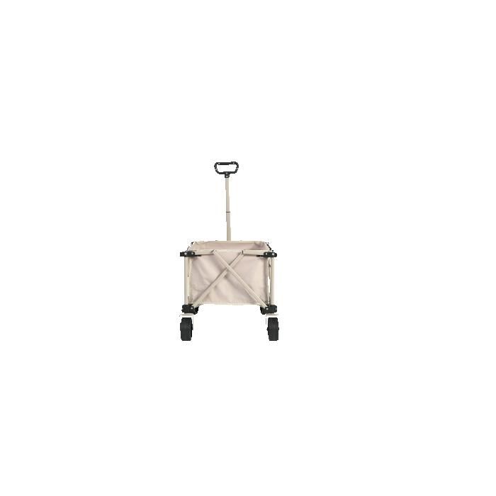 Chariot de jardin robuste avec poignée réglable, chariot d'extérieur polyvalent adapté au camping et à la pêche, couleur beige.