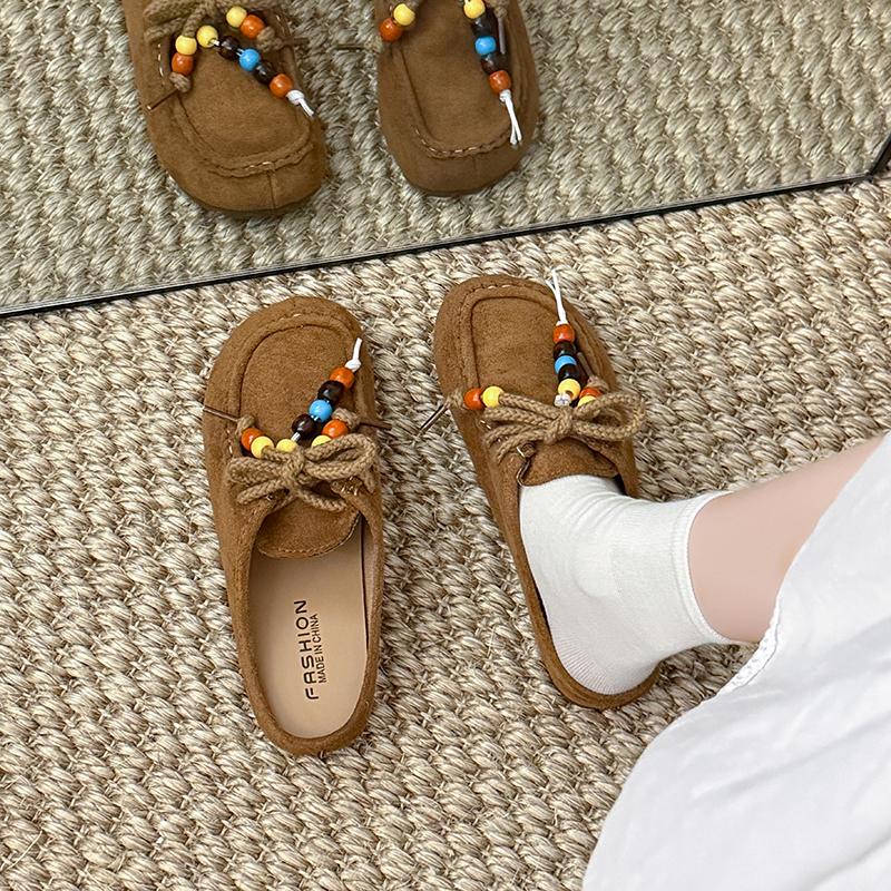 Fashion Women's 2025 New Style Fashionable Beaded One-piece Slip-on Slippers,Retro Beaded Platform Slippers