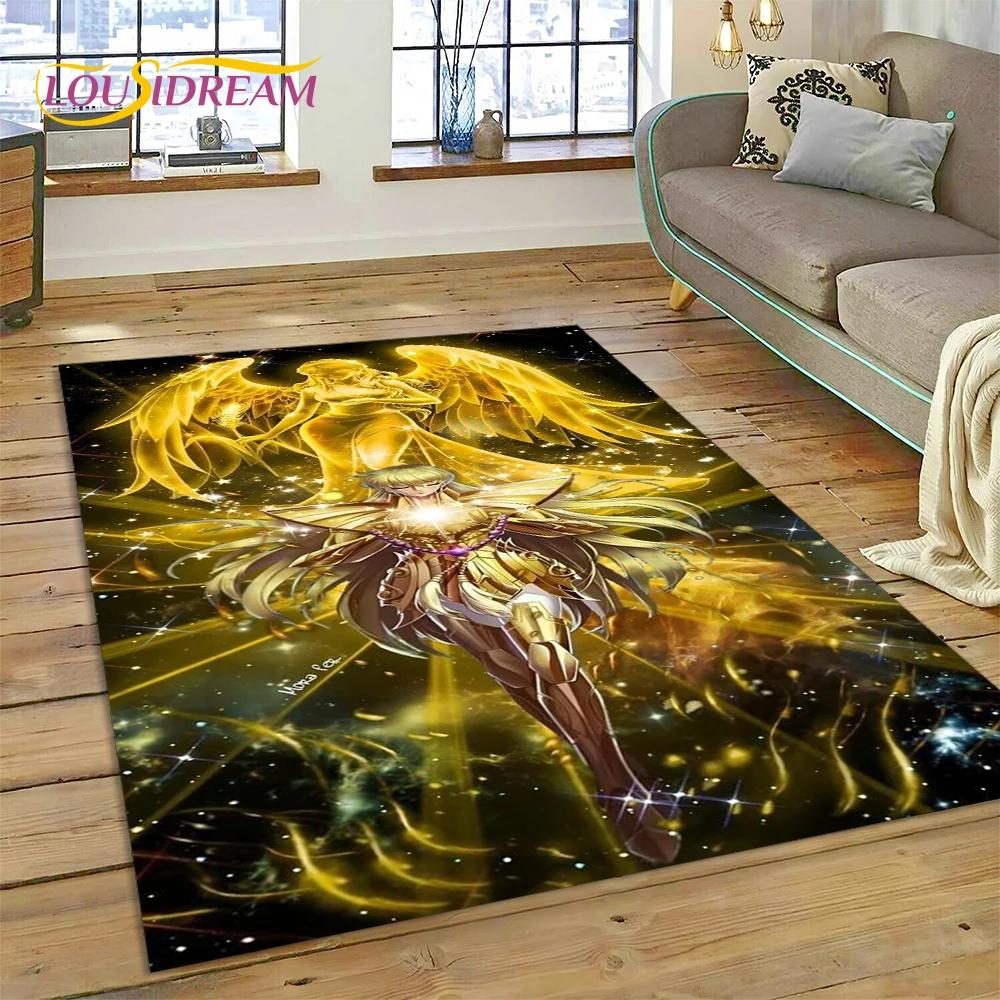 Cartoon Saint Seiya 3D Retro  Anime Rug Carpet for Living Room Bedroom Home Decor,Floor Mat Non-slip for Sofa Doormat Gift Kids