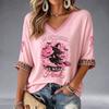 Women's Casual Crewneck Short Sleeve Breast Graphic T-Shirt for Everyday Wear