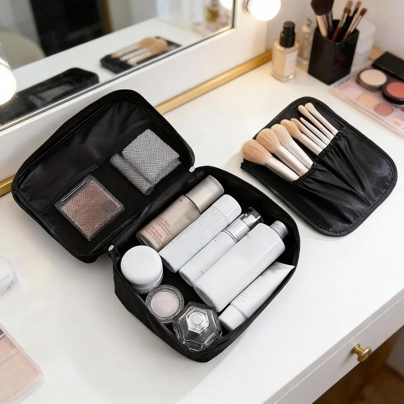 Travel Cosmetic Bag Tear-resistant Multi-Compartment Makeup Organizer Portable Handheld Pouch for Business Trips
