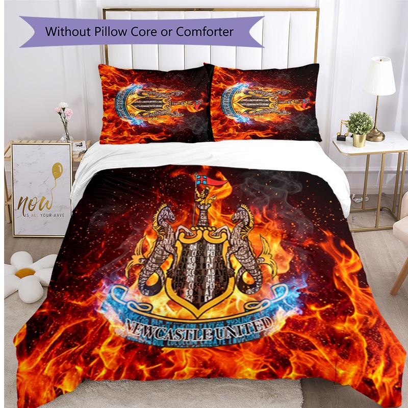 Set Lenzuola Stampato Newcastle United Football 3 Pezzi, Comodo Set Copripiumino per Camera da Letto Amico della Pelle
