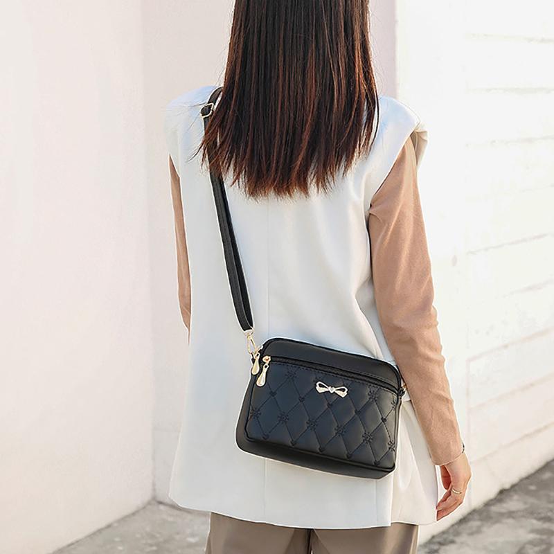 Neue Ankunft Einfache Schulter Taschen für Frauen Stickerei Herz Crossbody Geldbörse Weiblichen Leder Schwarz Handtasche Kleine Umhängetasche