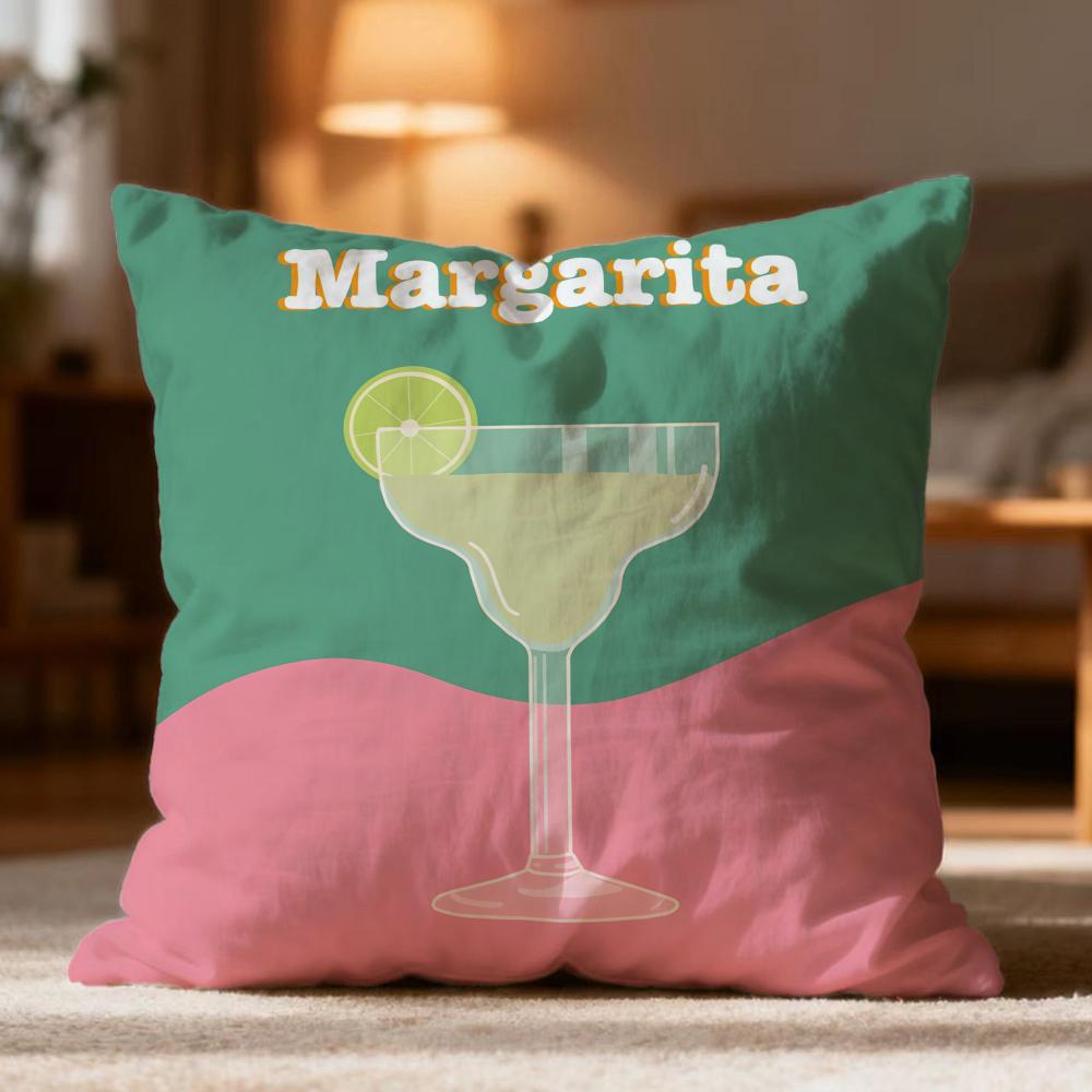 Hot M-Mmargarita Cocktail Arted Cushion Cover Soft Washable Pillow Case Multi-Scene For Couch Bed Travel Office Use