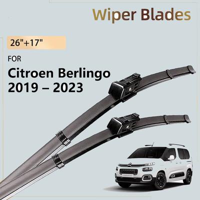 Front Wiper Blades For Citroen Berlingo e-Berlingo 2019 - 2026 Vauxhall Opel Combo Fiat Doblo Windshield Windscreen Window Brush