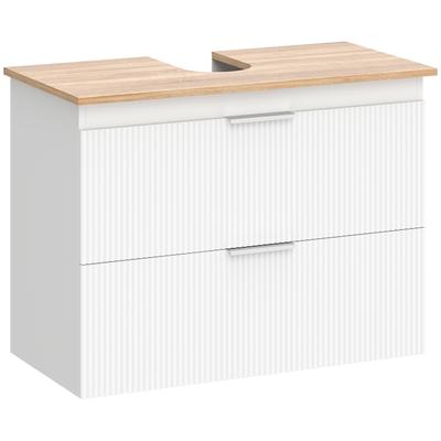 Bathroom Vanity Cabinet, 80 Cm Cabinet with Two Large Drawers for Sink with or Without Pedestal, White