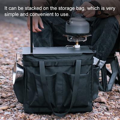 Outdoor Camping Picnic Table Board With Hook Hole Storage Bag Desktop Steel Tableboard