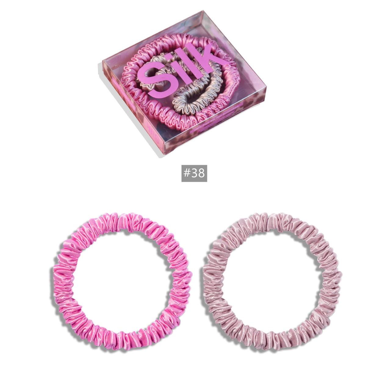 

2PCS 100% Silk Scrunchies Hair Ties High Quality Hair Scrunchies (22Momme) Women Girls Hairbands Hair Accessories Pink Box