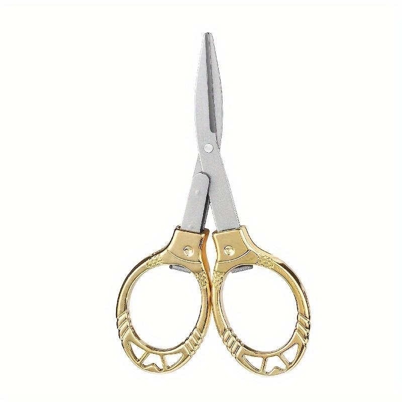 

Простые портативные складные ножницы, однотонные очки, форма, резаки для бумаги, ученики, самодельные инструменты для школы, канцелярские принадлежности золотистый