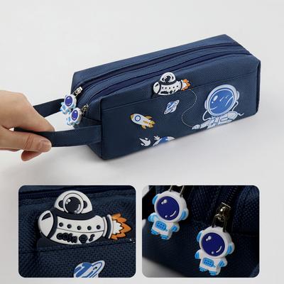 Space Astronaut Portable Pencil Case Cute Cartoon Kids Stationery Bag Large Capacity Storage Bag School Studen Canvas Pencil Bag
