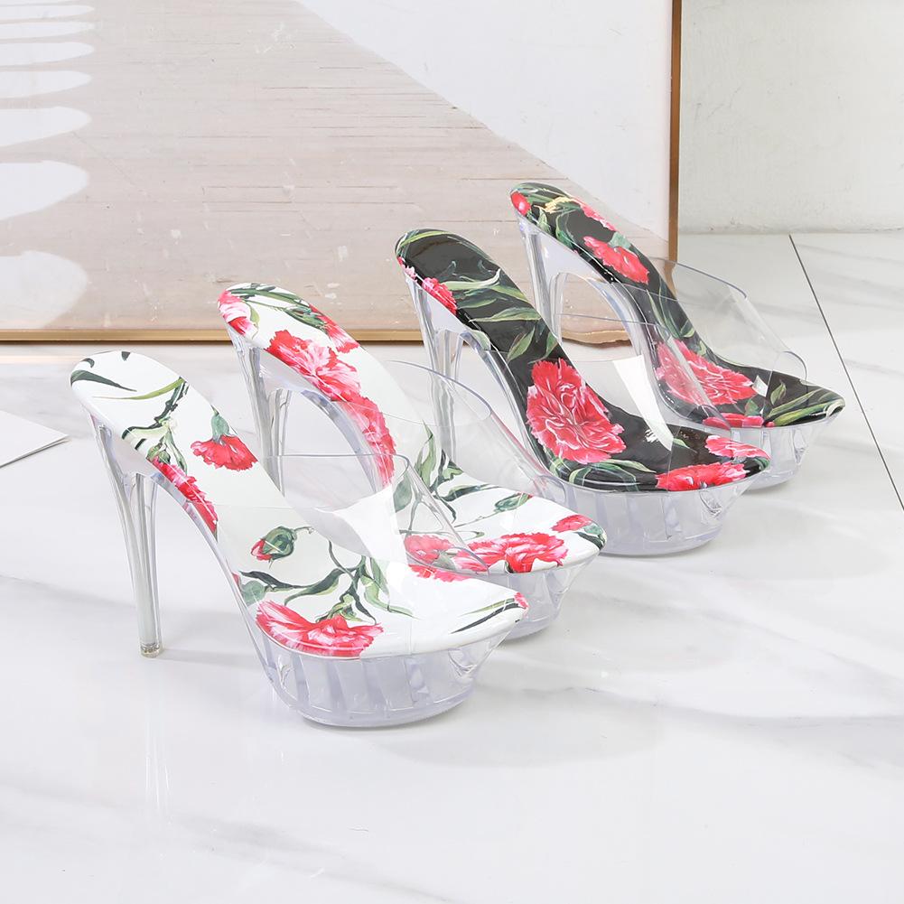 Fashion Sexy High-heeled Women's Shoes Transparent Bottom Thin Heel Fish Mouth Toe Head Trendy Personalized Women's Sandals