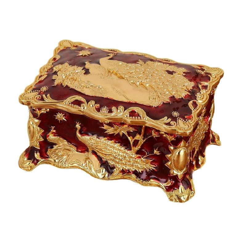 

Decorative Peacocks Design Jewelry Box in Colorful Zinc Alloy Material for Vanity Table Organization and Jewelry Protections фиолетовый