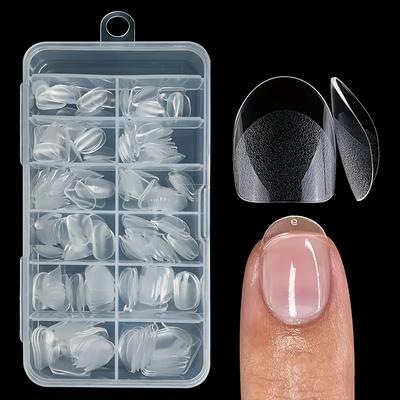 240 peças Pontas de Unha Oval Curta Pré-moldadas Redondas Cobertura Total Meio Foscas Unhas Postiças Pontas de Unha Acrílicas Extensão de Unha