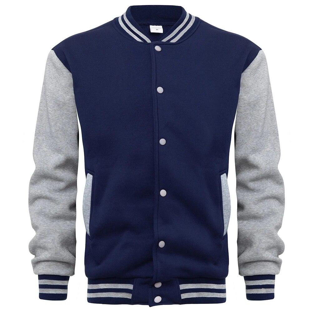 

Мужской свитер, весенняя бейсбольная форма, куртка, кардиган, пальто, однобортный полосатый воротник, спортивное повседневное пальто, уличная одежда M темно-синий