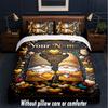 Gnome Theme Custom Text Or Name 3Pcs Bedding Set,1 Flat Sheet & 2 Pillowcases Personalized Home Bedding