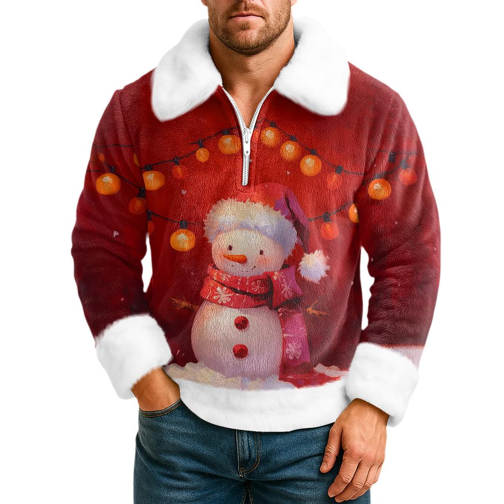 Men's Leisure Half Zipper Flip Collar Hoodie