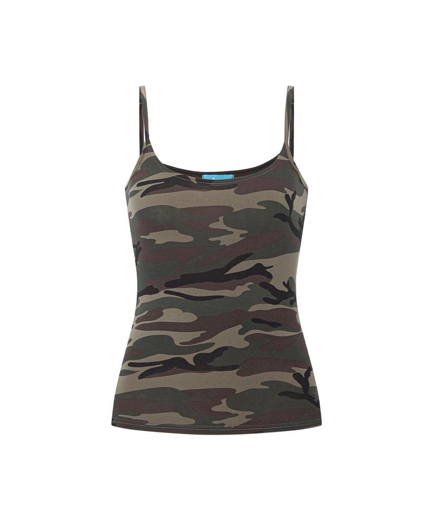 PLEASENOFOLLOW Miu Camo Sleeveless Top (Khaki)