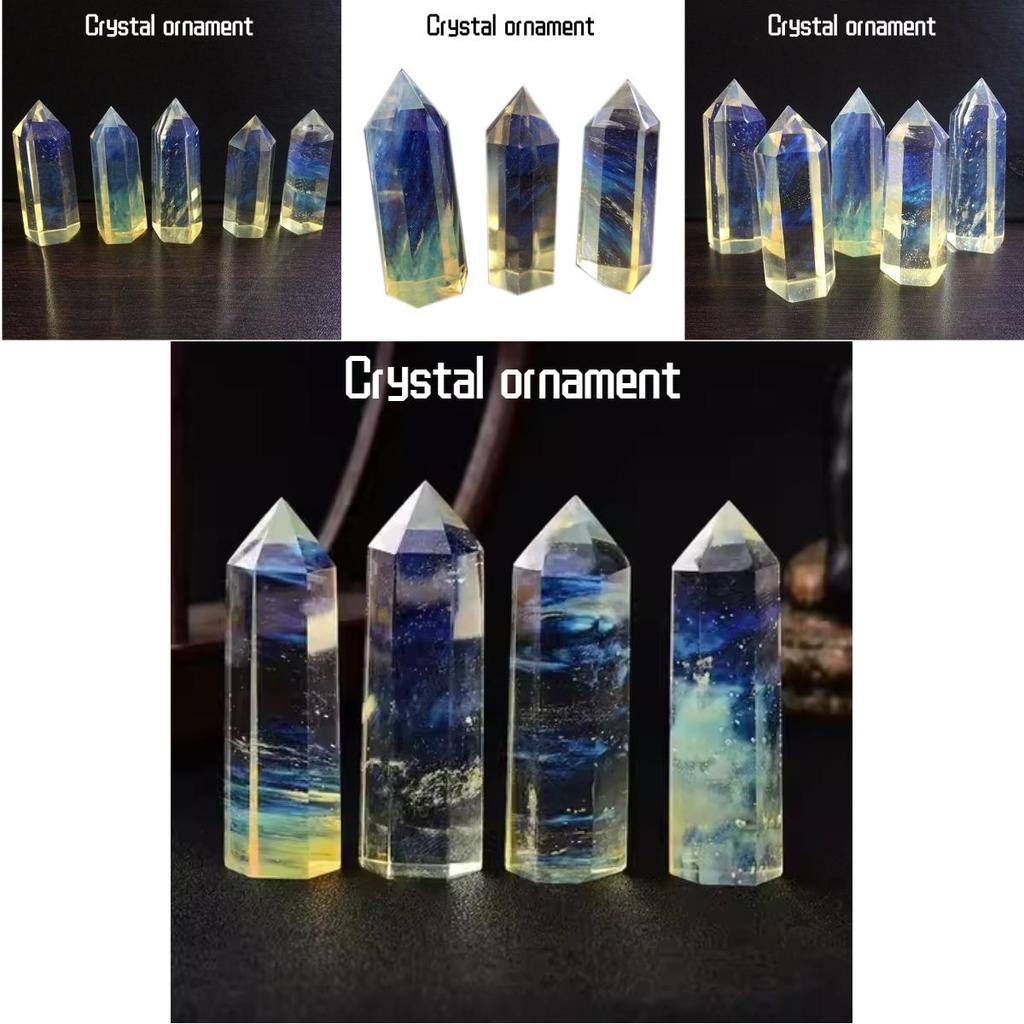 Modern Minimalistisk Kristallinredning Gul Smältande Sten Enkel Spets Sexkantigt Prisma