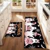 Halloween Kitchen Mat Set Black Gold Stripe Pumpkin Boo Runner Mat Entryway Holiday Home Decor Aesthetic Art Cute