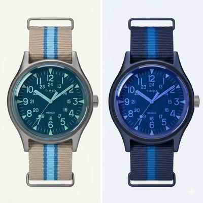 Conjunto de Relógio Masculino Timex com Pulseira NATO + Estojo (TW2T25300 / TW2T25100)