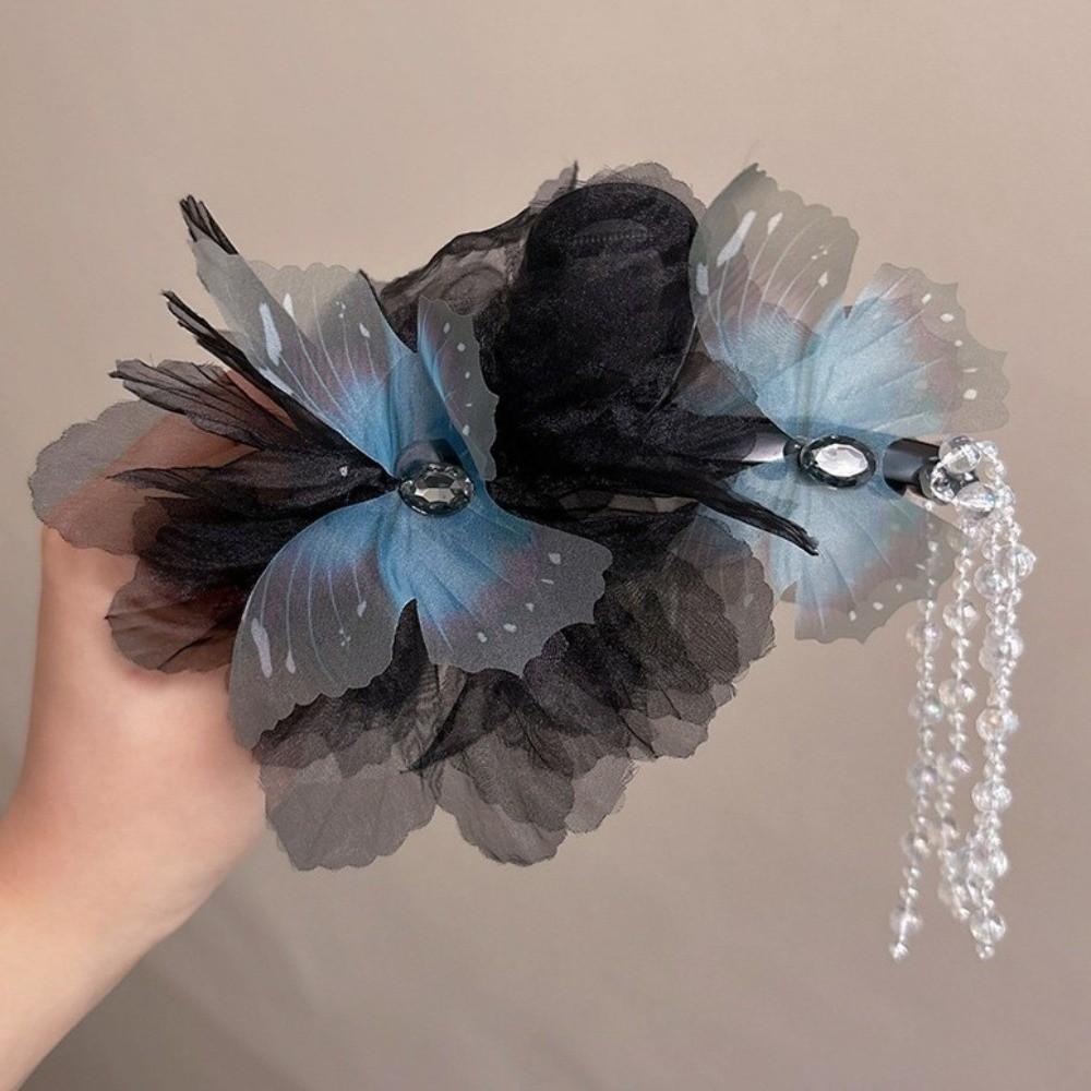 Large Size Butterfly Tassel Hair Claw Clips Beads Ancient Style Hairgrips  Women