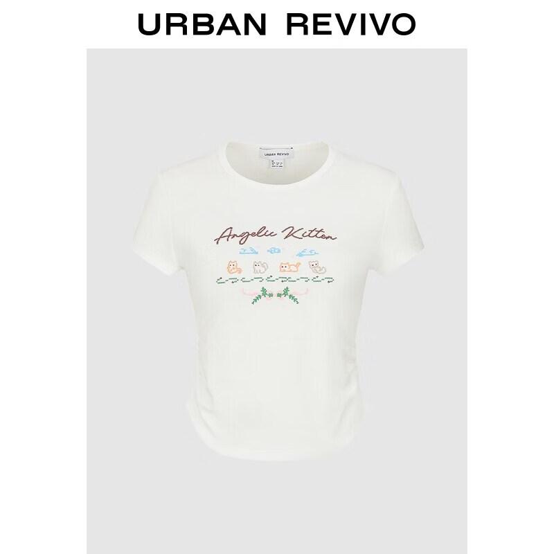 UR2026 Women s Casual Embroidered Crop T-Shirt M