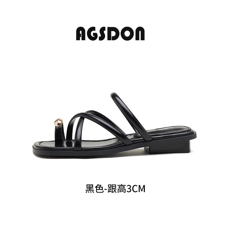 

Augustine slippers women 2025 new summer wear fashion French fairy style white low-heeled toe sandals 40