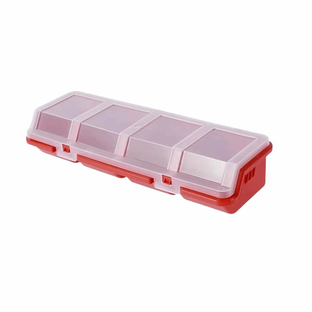

1Pcs Multicolor Parts Storage Box Plastic Material 4 Compartment Tool Part Container with Lid Display Storage красный
