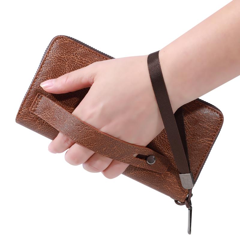 

Мужской мягкий длинный кошелек из искусственной кожи с держателем для нескольких карт, кошелек для наличных, клатч, ультратонкий кошелек с зажимом для денег и мобильным кошельком