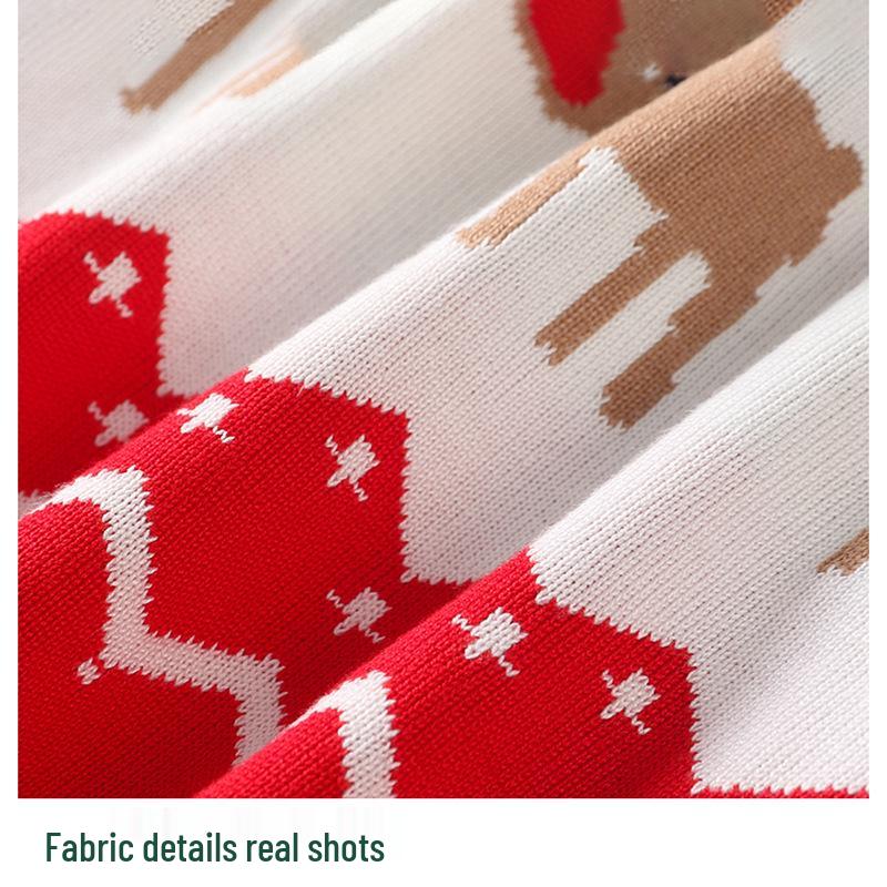 Children's Christmas Sweater: Three Little Deer Jacquard Pullover, Long Sleeve