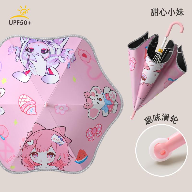 Children's Umbrella Large Boy Primary School Special Umbrella Large Reinforcement Thickened Girl Big Children's Umbrella Long Handle Umbrella