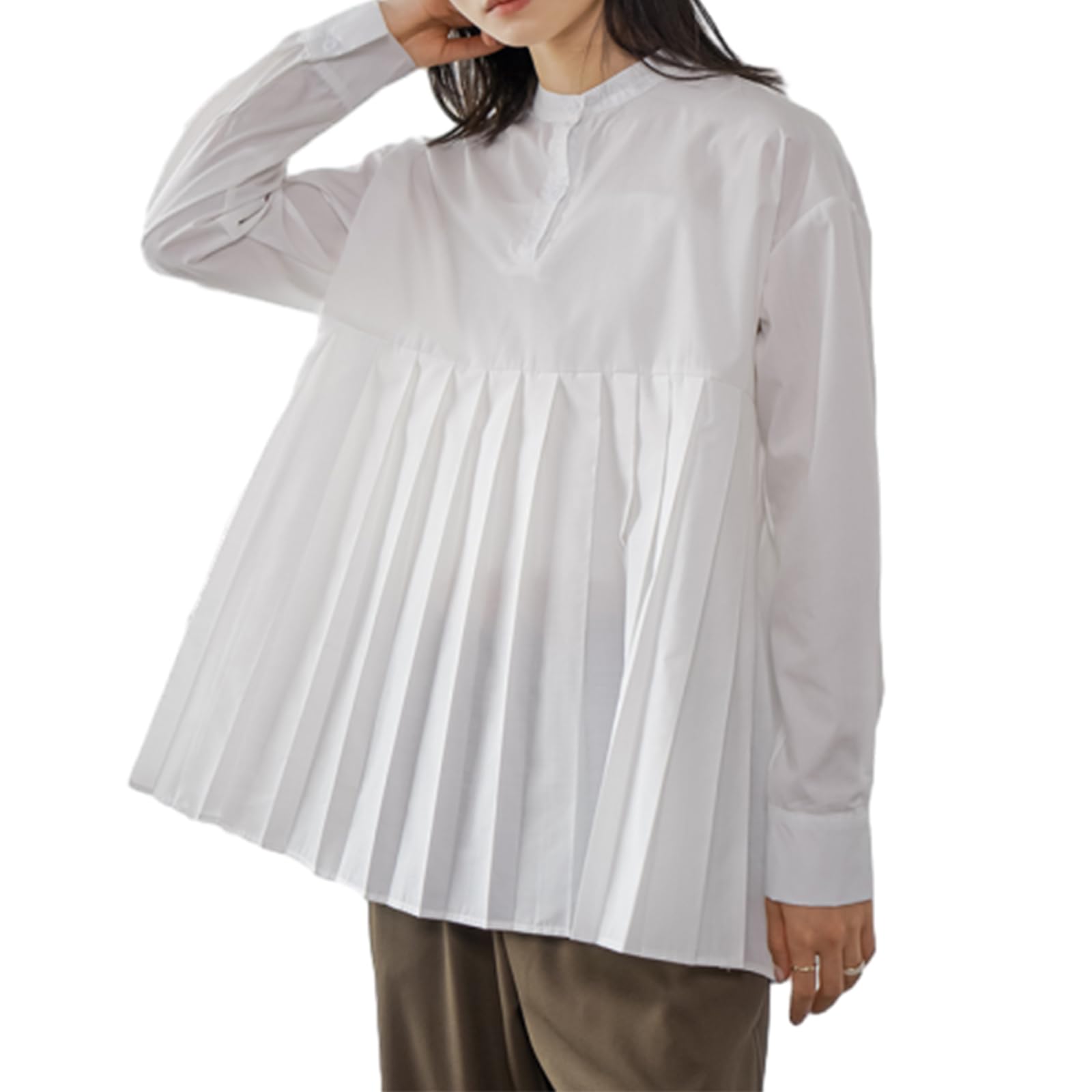 

Puff Long Loose Solid Everyday Autumn [POGCZMKK] Women s Blouse, Top, Shirt, Pleated, Sleeve, Sleeve, Fit, Figure-Flattering, Stylish, Slimming, белый