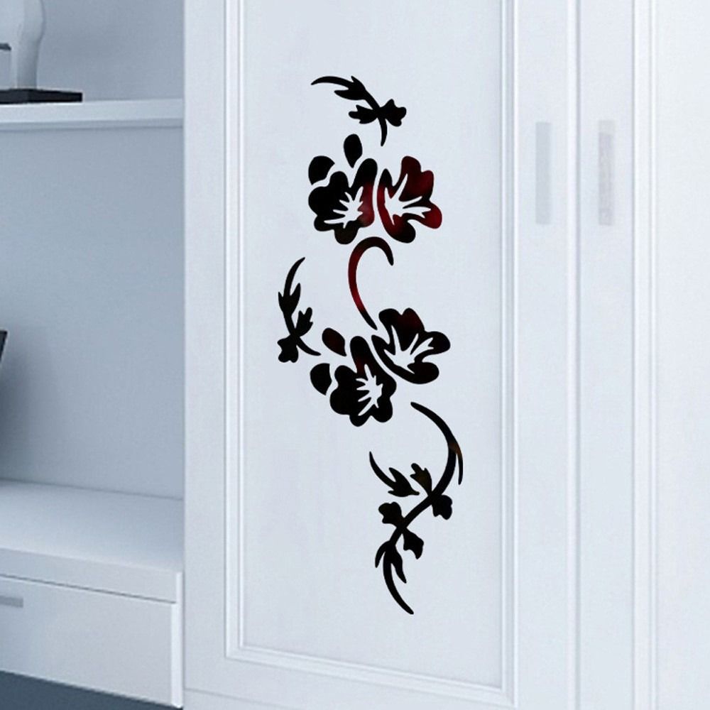 Blumenranken Wandaufkleber Gold Schwarz Silber Acryl Dekorationsaufkleber DIY Ornament Blumendesign Spiegel Wandaufkleber