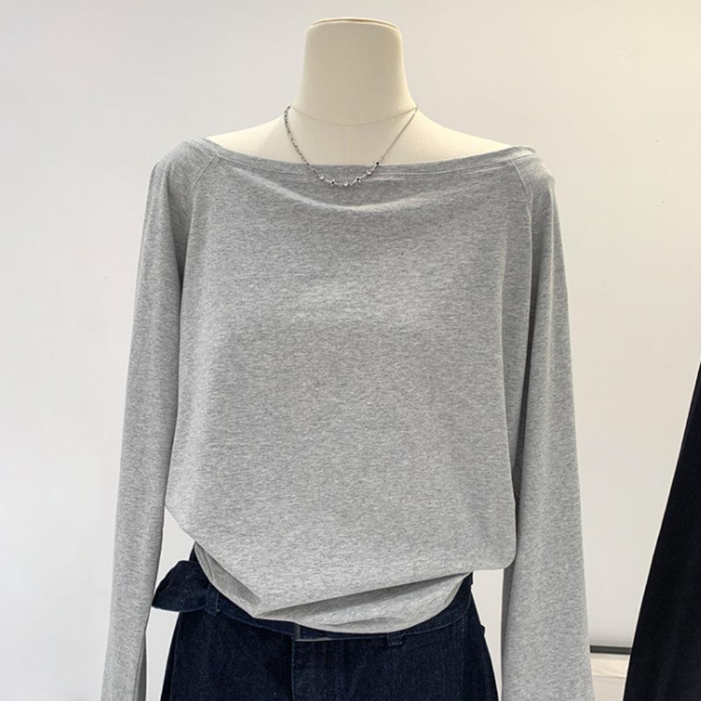 Vår Y2K Lange ermer Skrå skulder Dameklær Stil En skulder Dame Topper Bred Trøffel Skulderbase Sexy Skjorte