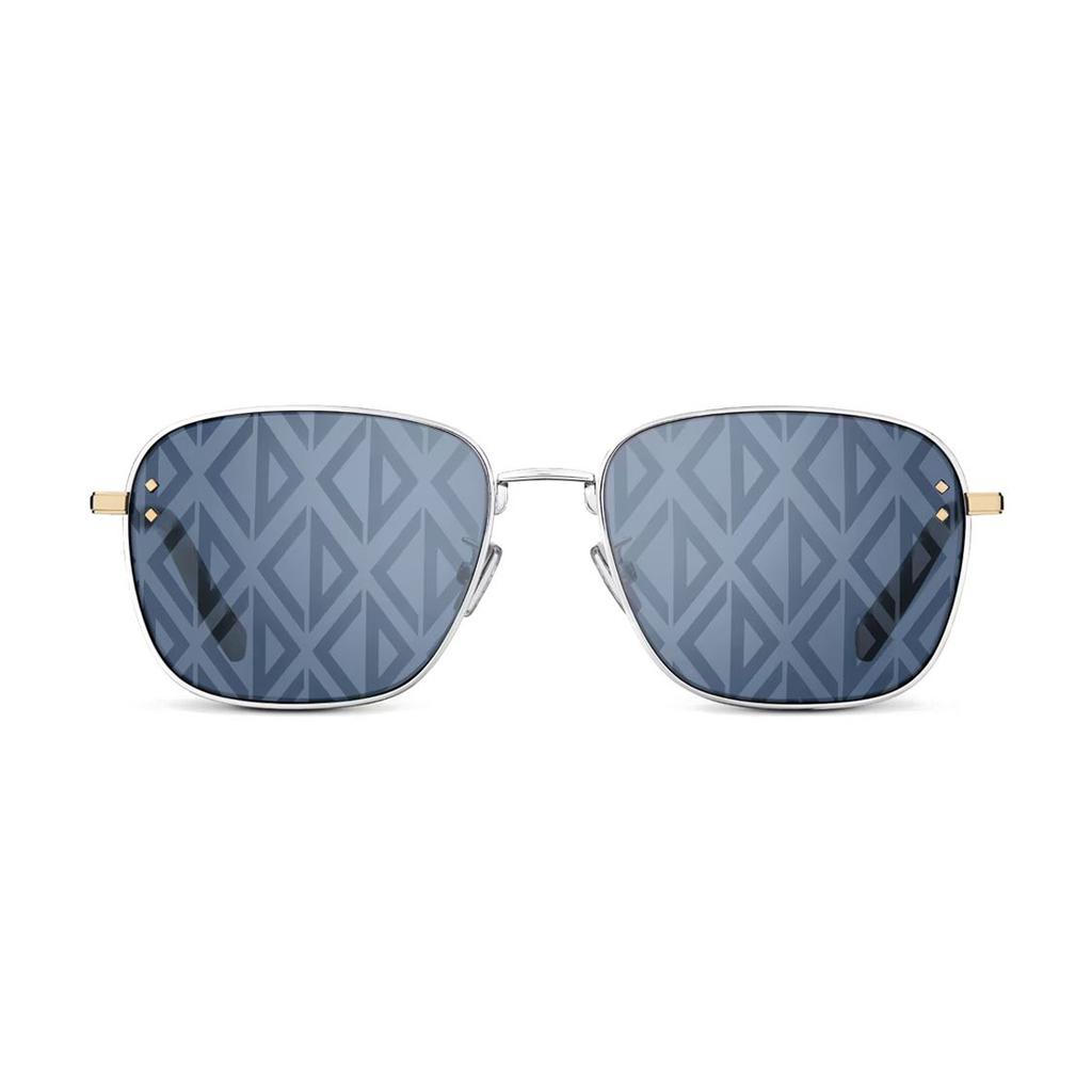 Dior CD Diamond S4U Blue Mirror CD Diamond Pattern Metal Frame Square Sunglasses Men Sunglasses CDDMS4UXT-F2B4