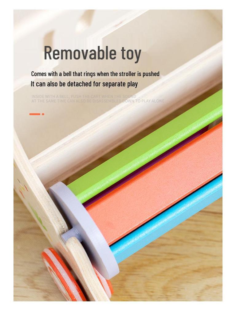 Multifunctional Wooden Baby Push Walker with Tool Basket and Anti-Bowlegs Design