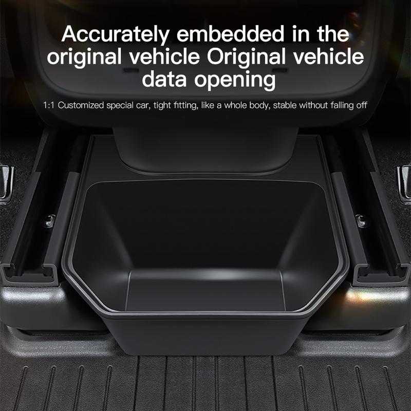 For Tesla Model Y Juniper TPE Rear Center Console Storage Box Organizer Box with Cover Trash Can Under Seat Car Accessories
