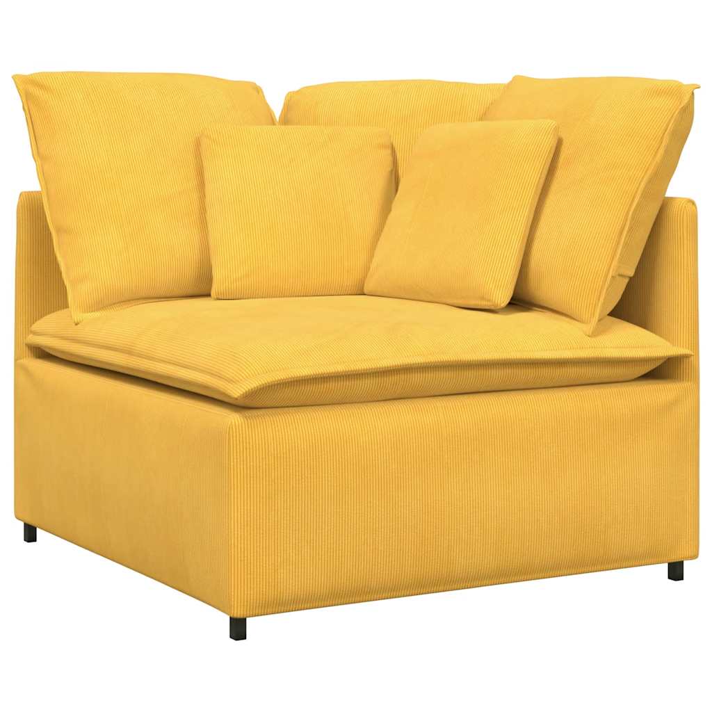 Modular Sofa Corner Module with Cushions Light Yellow 100 Cm