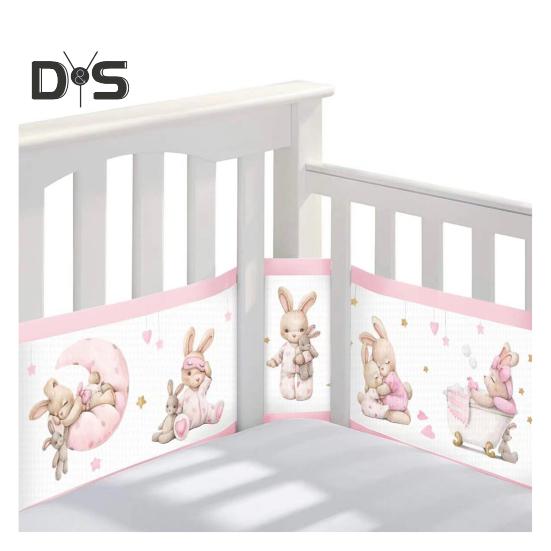 Breathable Mesh Crib Liner with Double-Sided Straps Baby Crib Safety Mesh Barrier Easy Installation Limb Protection Crib Bumper