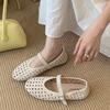 Fashion Summer New Breathable Flat Shoes 2025 Mary Janes Hollow Low Heels Single Shoes Elegant Versatile Trend Soft Soled Women Flats