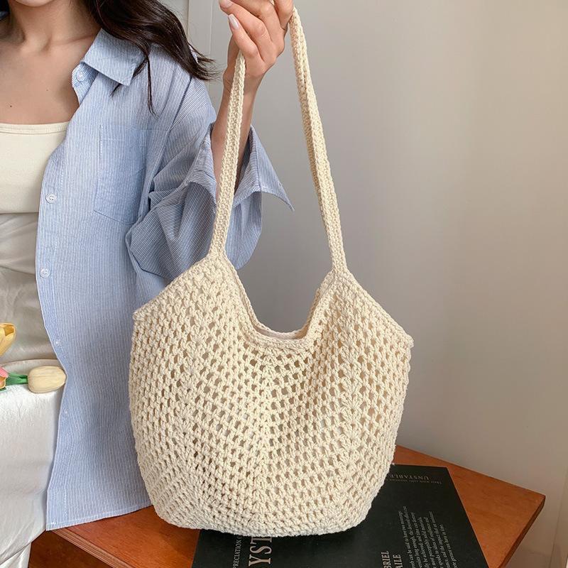 Lazy tote new leisure seaside beach shoulder bag bag straw woven handmade large-capacity holiday woven hollow