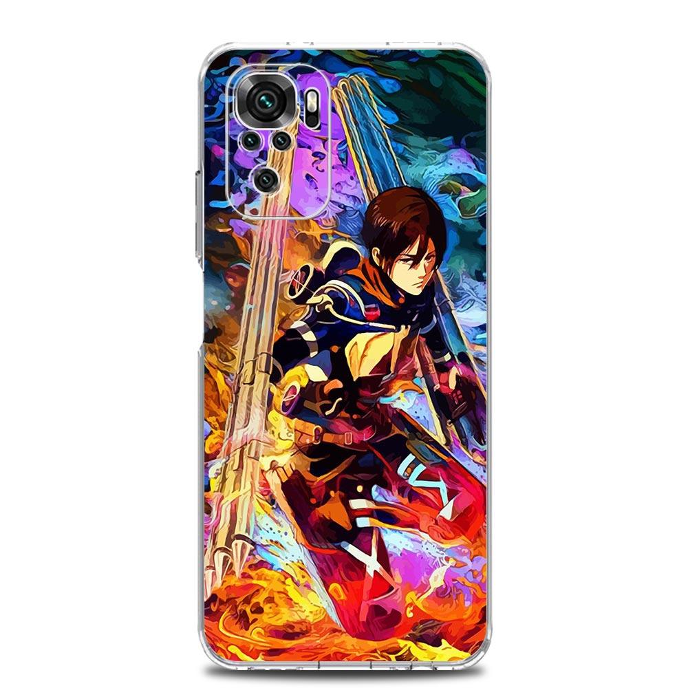 Anime Attack on titan Eren Yeager Pouzdro na telefon pro Xiaomi Redmi Note 12 11 9S 9 8 10 Pro Plus 7 8T 9C 9A 8A K40 Gaming Průhledný kryt