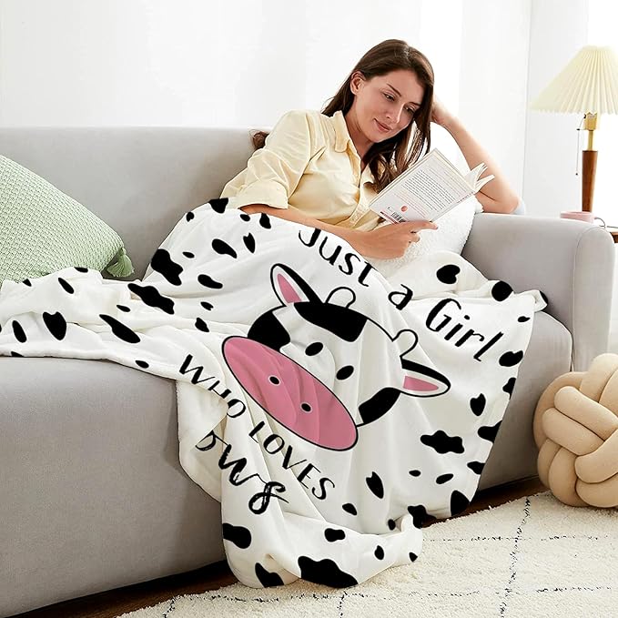 Cute Cow Blanket Sofa Bed Couch Cozy Soft Flannel Blankets for Cows Lovers Cows Throw Blanket for Girls Kids Adults Home Decor