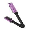 Double Brush Comb Soft Bristles Prevent Static Clamp Hair Brush Straightener with Ergonomic Handle for Hairdressing