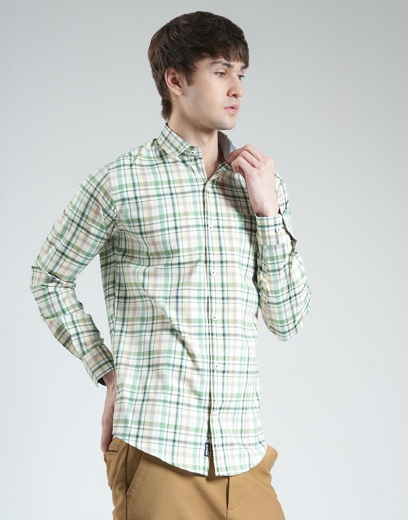 Monte Carlo Men's Slim Fit Checkered Half Sleeve Shirt