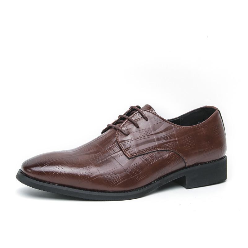 Men s Large Size Formal Leather Pointed Toe Shoes for Spring & Autumn - Lace-up Casual, Groom & Wedding 39 коричневый